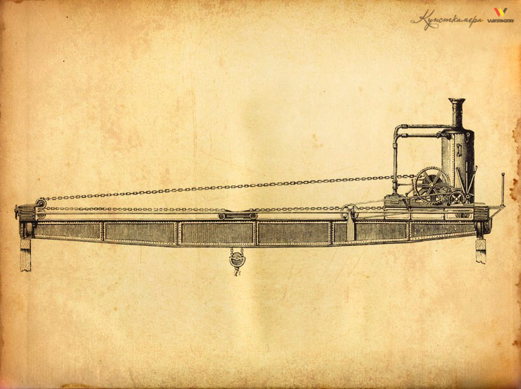 Мостовой опорный кран с паровым приводом